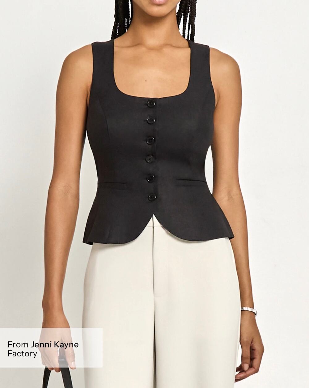 New Kourt black linen Lola vest tank blouse size 12